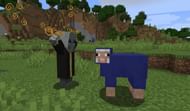 An Evoker changing the color of a sheep (Image via Minecraft)